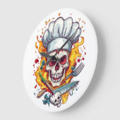 Skull Chef Kitchen Master Große Wanduhr (Winkel)