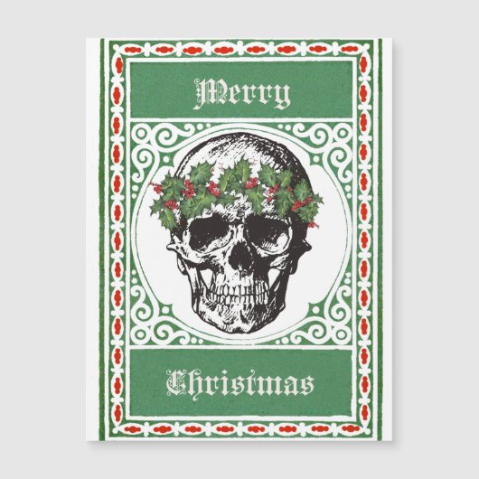 Skull Christmas Card Magnetkarte (Vorderseite)