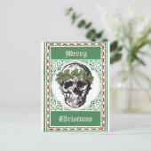 Skull Christmas Card Postkarte (Stehend Vorderseite)
