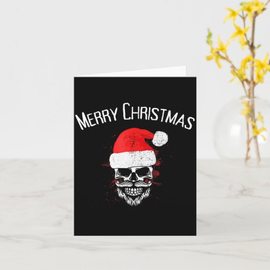 Skull Christmas Santa - Creepy Christmas Karte (Gelbe Blume)