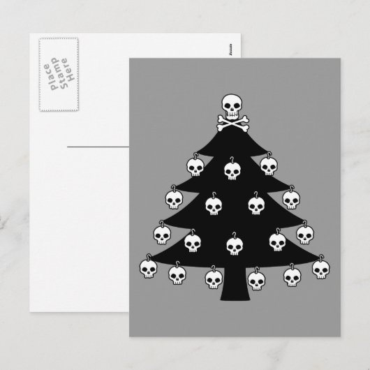 Skull Christmas Tree Feiertagspostkarte (Vorne/Hinten)