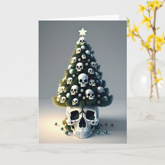 Skull Christmas Tree Karte (Gelbe Blume)