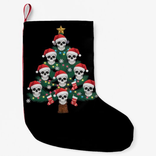 Skull Christmas Tree Pajama Cool Skeleton Santa Kleiner Weihnachtsstrumpf (Vorderseite)