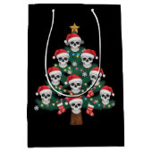Skull Christmas Tree Pajama Cool Skeleton Santa Mittlere Geschenktüte (Vorderseite)