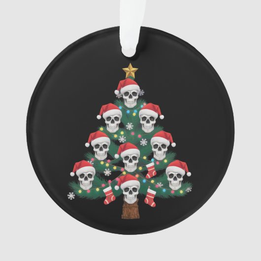 Skull Christmas Tree Pajama Cool Skeleton Santa Ornament (Vorderseite)