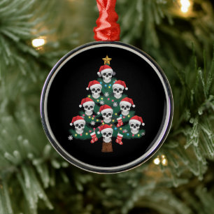 Skull Christmas Tree Pajama Cool Skeleton Santa Ornament Aus Metall