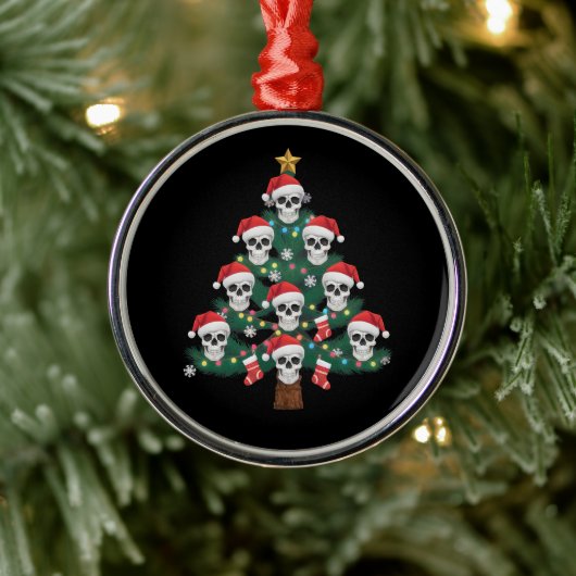 Skull Christmas Tree Pajama Cool Skeleton Santa Ornament Aus Metall (Baum)