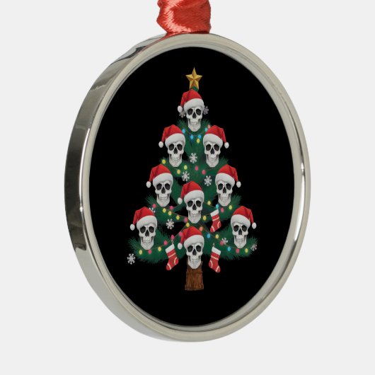 Skull Christmas Tree Pajama Cool Skeleton Santa Ornament Aus Metall (Rechts)