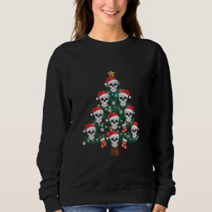Skull Christmas Tree Pajama Cool Skeleton Santa Sweatshirt