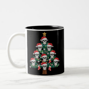 Skull Christmas Tree Pajama Cool Skeleton Santa Zweifarbige Tasse