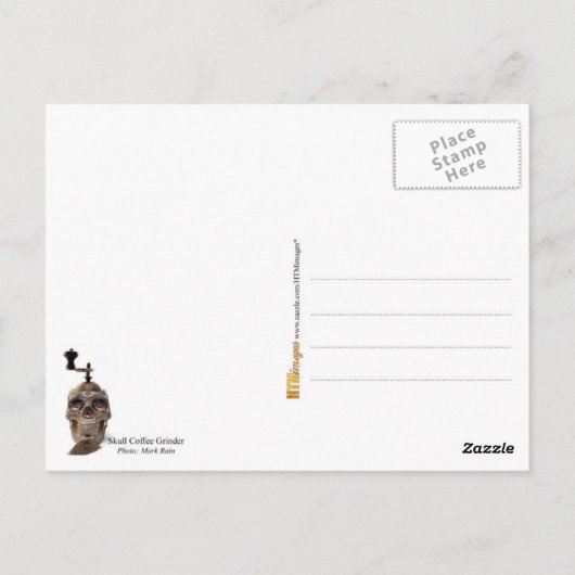 Skull Coffee Grinder Postkarte (Rückseite)