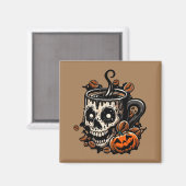 Skull Coffee Tasse Halloween Magnet (Vorderseite/Rückseite)
