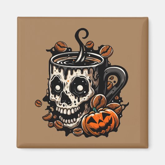 Skull Coffee Tasse Halloween Magnet (Vorne)