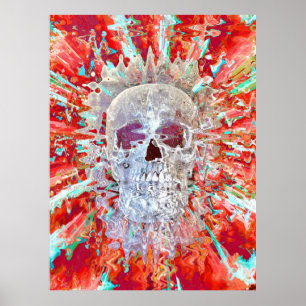 Skull Colorful Pop Art Psychedelic Surreal Artwork Poster