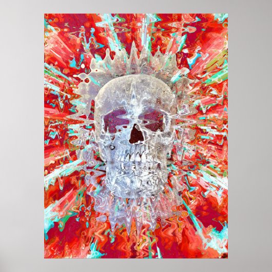 Skull Colorful Pop Art Psychedelic Surreal Artwork Poster (Vorne)