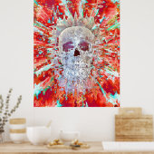 Skull Colorful Pop Art Psychedelic Surreal Artwork Poster (Küche)