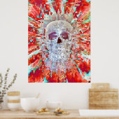 Skull Colorful Pop Art Psychedelic Surreal Artwork Poster (Küche)