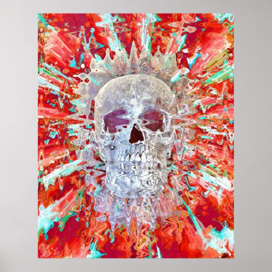 Skull Colorful Pop Art Psychedelic Surreal Artwork Poster (Vorne)