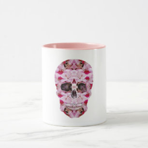Skull Combo Tasse, rosa Blütenschädel Art Tasse