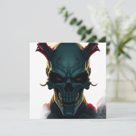 Skull Comic Style Illustration Fantasy Art Card (Stehend Vorderseite)