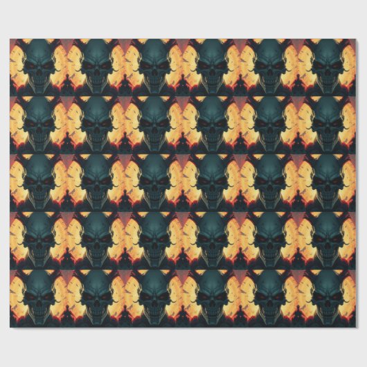 Skull Comic Style Illustration Fantasy Art Geschenkpapier (Flach)