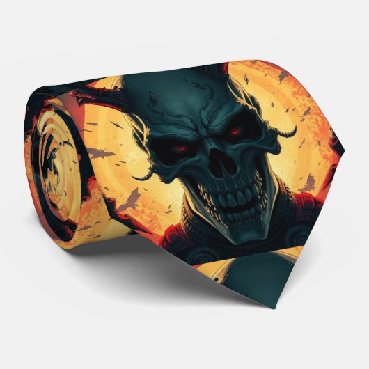 Skull Comic Style Illustration Fantasy Art Krawatte (Gerollt)