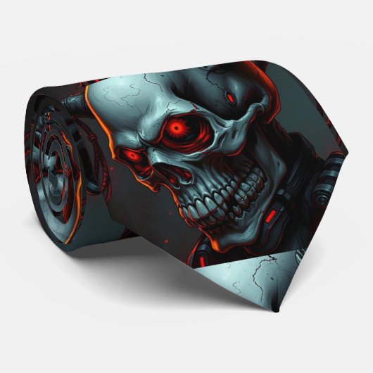 Skull Comic Style Illustration Fantasy Art Krawatte (Gerollt)