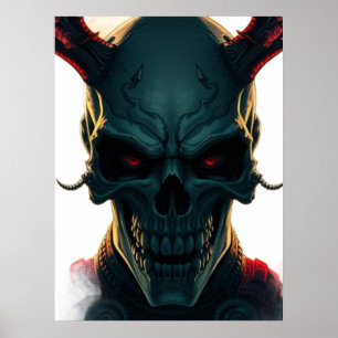 Skull Comic Style Illustration Fantasy Art Poster