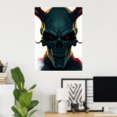 Skull Comic Style Illustration Fantasy Art Poster (Heimbüro)