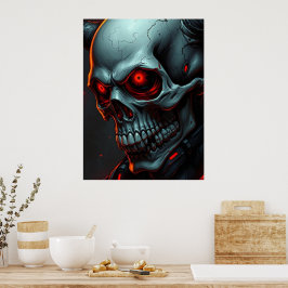 Skull Comic Style Illustration Fantasy Art Poster