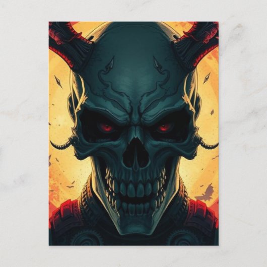 Skull Comic Style Illustration Fantasy Art Postkarte (Vorderseite)