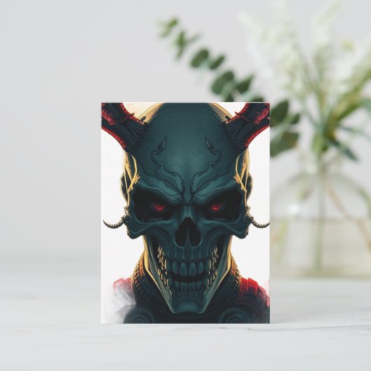 Skull Comic Style Illustration Fantasy Art Postkarte (Stehend Vorderseite)