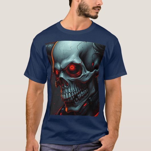 Skull Comic Style Illustration Fantasy Art T-Shirt (Vorderseite)