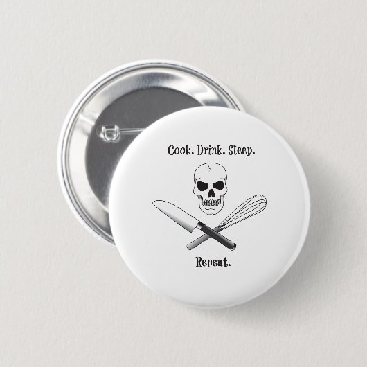 Skull Cook Sprichwort Button (Vorne & Hinten)
