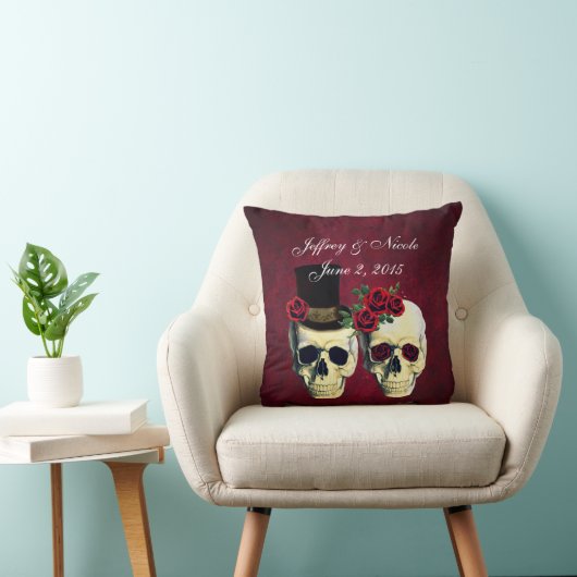 Skull Couple Bride und Groom Custom Wedding Kissen (Stuhl )