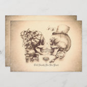 Skull Couple Day of the Dead Engagement Party Einladung (Vorne/Hinten)