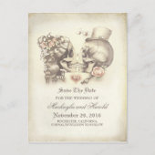 Skull Couple Day of the Dead Save the Date Ankündigungspostkarte (Vorderseite)