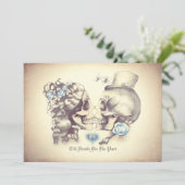 Skull Couple Day of the Dead Wedding Einladungen (Stehend Vorderseite)