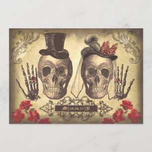 Skull Couple Day The Dead Engagement Party Einladung