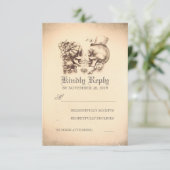 Skull Couple Day Wedding RSVP Cards Karte (Stehend Vorderseite)