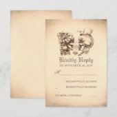 Skull Couple Day Wedding RSVP Cards Karte (Vorne/Hinten)
