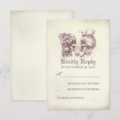 Skull Couple Day Wedding RSVP Cards Karte (Vorne/Hinten)
