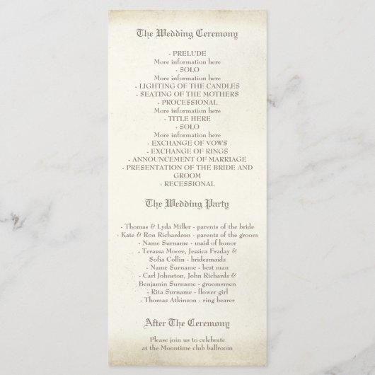 Skull Couple Deadly Hübsche Hochzeitsprogramme Programm (Rückseite)