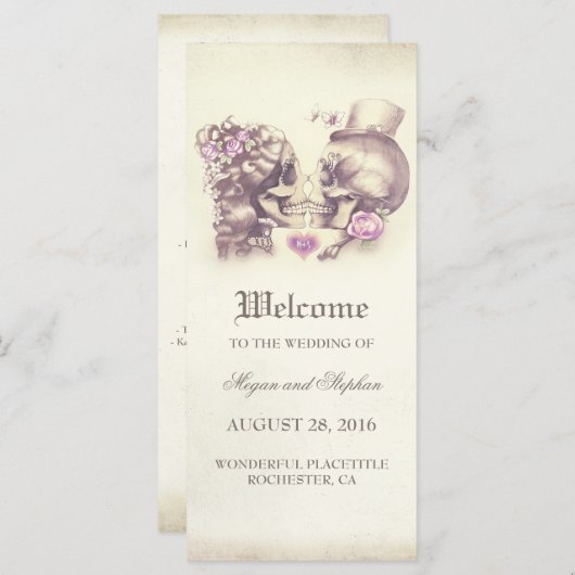 Skull Couple Deadly Hübsche Hochzeitsprogramme Programm (Vorne/Hinten)