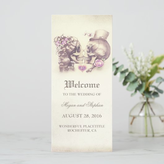 Skull Couple Deadly Hübsche Hochzeitsprogramme Programm (Stehend Vorderseite)