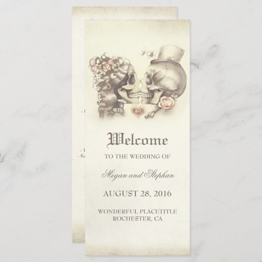 Skull Couple Deadly Hübsche Hochzeitsprogramme Programm (Vorne/Hinten)