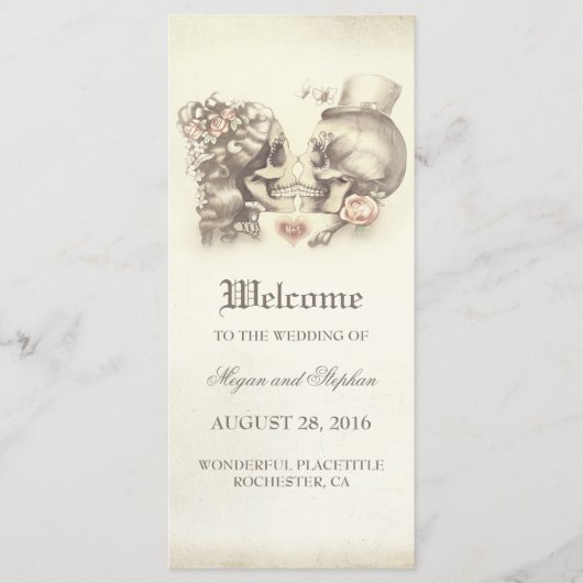 Skull Couple Deadly Hübsche Hochzeitsprogramme Programm (Vorderseite)