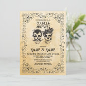 Skull Couple's Dusche Party Halloween Gothic Einladung (Stehend Vorderseite)