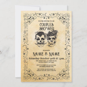 Skull Couple's Dusche Party Halloween Gothic Einladung