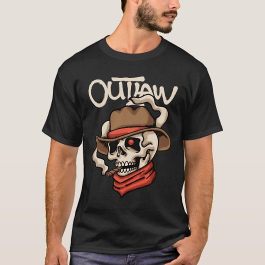 Skull Cowboy Smoking streetwear T-Shirt (Vorderseite)